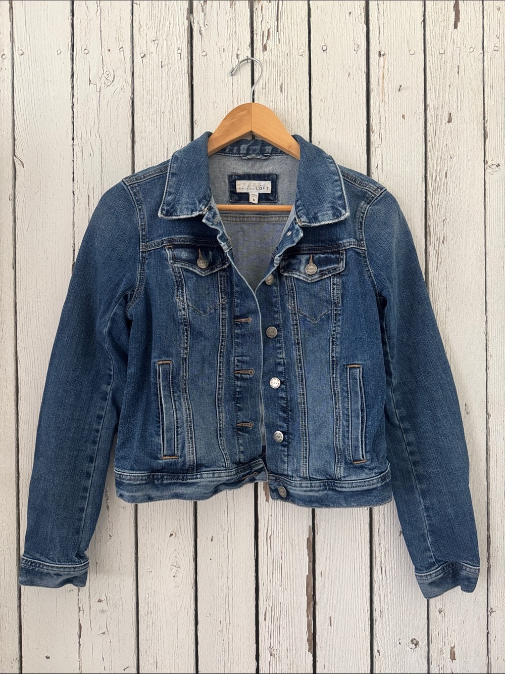 LOFT Blue Denim Button-Front Jean Jacket